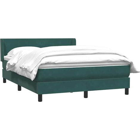 vidaXL Sommier à lattes de lit et matelas vert foncé 160x220cm velours (1/5)