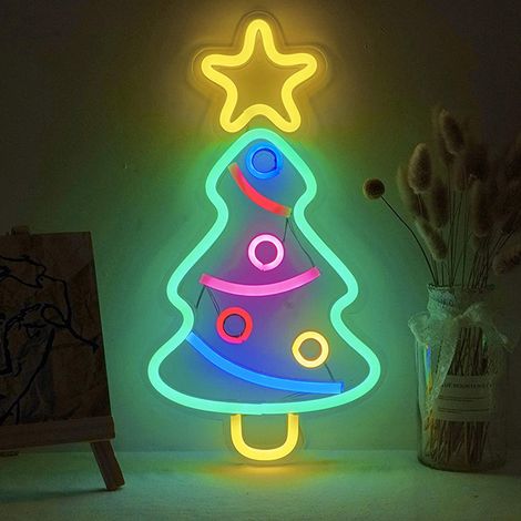 Guirlande lumineuse LED néon en forme de sapin de Noël, lampe de nuit USB, décoration pour la maison, les fêtes, les mariages, les cadeaux et le Nouvel An (1/5)