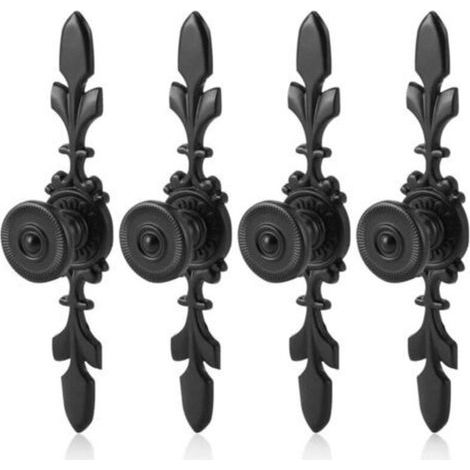 [JAMAIS UTILISÉ] (Black) 4 Pcs Black Aluminum Vintage Cabinet Handles for Simple Modern Cabinet Doors, Drawers, Single Hole Handles
