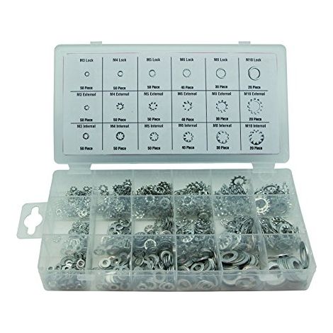 Jeu de rondelles 720 pcs – Finition zinguée anticorrosion – Coffret avec tableau de mesure – Rondelles M3 à M10 – Toolland
