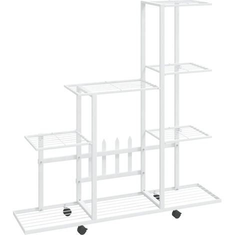 Portavaso con ruote 945 x 25 x 925 cm in metallo bianco 020045183