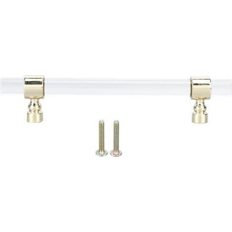 Einfach zu montierender Schubladengriff aus transparentem Kristallacryl für Schränke, Schubladen und Kommoden B01277S, 128 mm Lochabstand, Gold