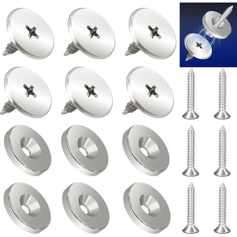 Lot de 6 aimants invisibles puissants, pour portes de placards de cuisine, armoires, tiroirs et rangements, en divers matériaux. (1/5)
