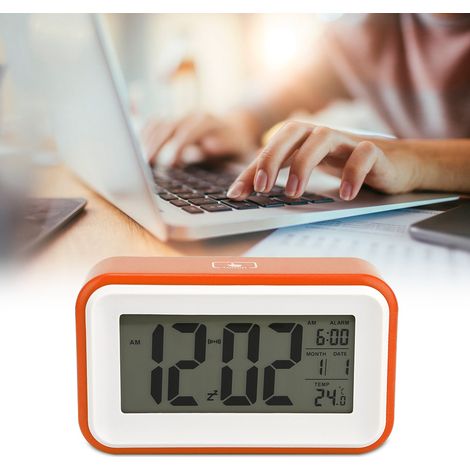 Réveil électronique numérique multifonctionnel et raffiné avec affichage de la température (orange) (1/5)