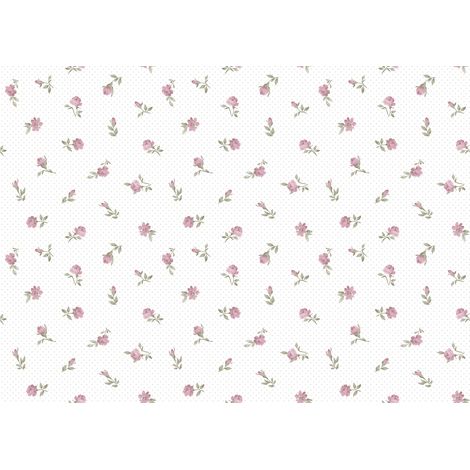 papier peint fleurs vieux rose et blanc - Sanders & Sanders (1/2)