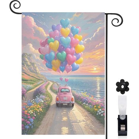 Drapeau de jardin décoration extérieure toile épaisse double face 30 x 45 cm pour balcon terrasse (1/5)