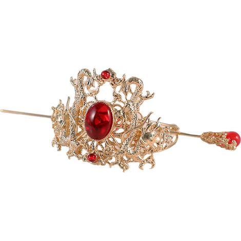 Chignon décoratif traditionnel rétro, épingles à cheveux Hanfu chinoises, baguettes dorées en strass, pinces latérales pour robe de mariée, décorations de mariage (1/4)