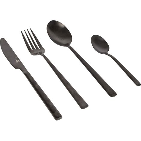 Set di 16 posate in stile industriale finitura nera - Bo-camp