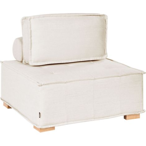 Module Fauteuil 1 Place en Tissu avec Pieds en Bois Massif Assise Matelassée Hydrofuge Meuble Salon Blanc Cassé Tibro (1/5)