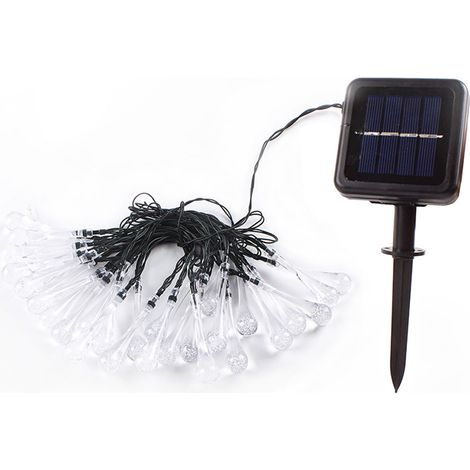 Guirlande lumineuse solaire, éclairage extérieur pour terrasse, pelouse, maison, jardin, mariage, décoration de fête (blanc, 11 m, 60 LED) CJY-AquaForge