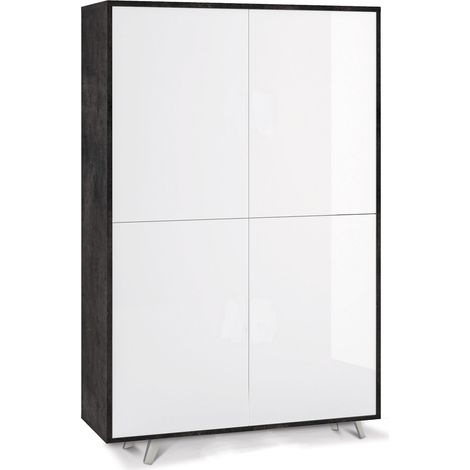 Mobile Multiuso 4 Ante 107x169x41 cm Ossido Nero/Bianco Lucido (1/3)