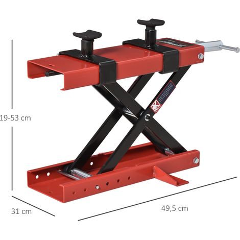 Plataforma Elevadora para Motocicletas Carga Máxima 500 kg con Altura Ajustable de 19-53 cm Soporte de Moto para Aparcar o Reparar Taller Garaje Negro y Rojo (1/5)
