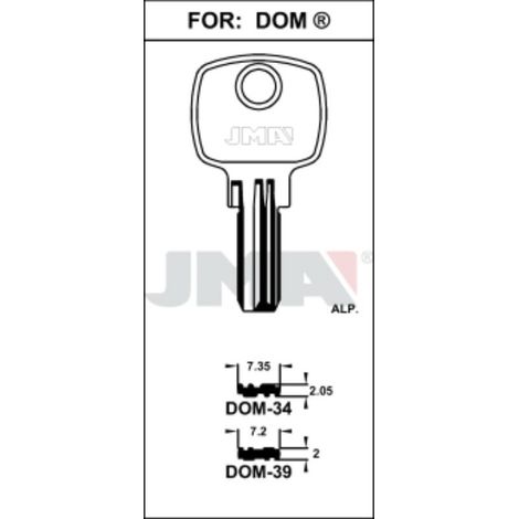JMA llave punto jma dom-34 (caja 10) , DETALLES
Referencia            DOM-34
Para:                   DOM ®
Catálogo             CAT. LLAVES-KEYS - C.12
Clase                  CILIN