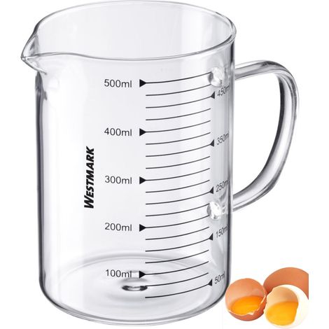 Gobelet Doseur - pour Mesurer les Ingrédients de Cuisine et de Pâtisserie, Adapté au Micro-Ondes, Résistant à la Température, Poignée Ergonomique - 0,5 Litre (1/5)