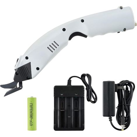 Ciseaux électriques pour cisailles sans fil à tissu Coupe-tissu électriques avec batterie pour couper le carton de tissu de coton de plante en pot de cuir (1 couteau & 1 pile)
