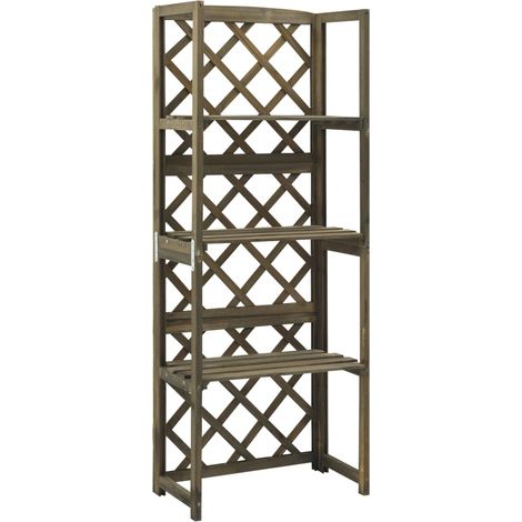 Spalier mit Ablagen Grau 55x30x140 cm Massivholz Tanne