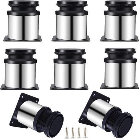 Lot de 8 pieds de meubles réglables en acier inoxydable - 50 x 60 mm - Pieds de table, d'établi (1/5)