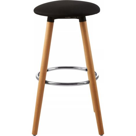Interiors by Premier Black Round Bar Stool, Easy to Clean Kitchen Bar Stool, Footrest Barseat, Space-Saver Breakfast Stool (1/4)