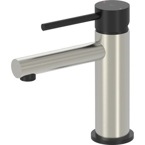 Essebagno Mitigeur lavabo bas Envol façon inox et noir (1/3)