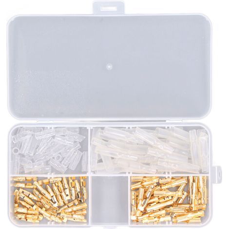 Kit de 120 connecteurs pour moto, cosses à sertir électriques non isolées, faisceau de câbles mâle/femelle avec gaine isolante, 3,5 mm, plaqué or, DUBUNS (1/5)