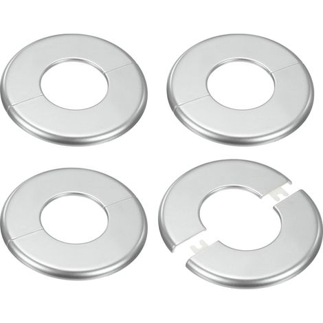 4-Pack Plaque De Flanc Fendu Murale, Pour 2 Inch/50mm OD Pipe ABS Plaque Rond Autocollante Caches De Plomberie Pour Tuyau D'Eau/Robinet [Ton Argenté] (1/5)