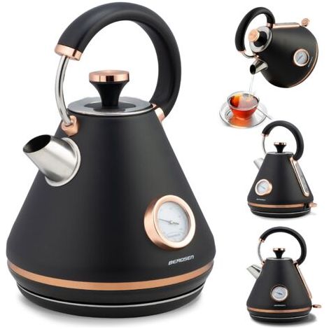 Bouilloire électrique 1,7L – Thermomètre intégré – Puissance 1850-2200W – Boîtier métal finition mate – Base pivotante 360° - BD-701 (1/5)