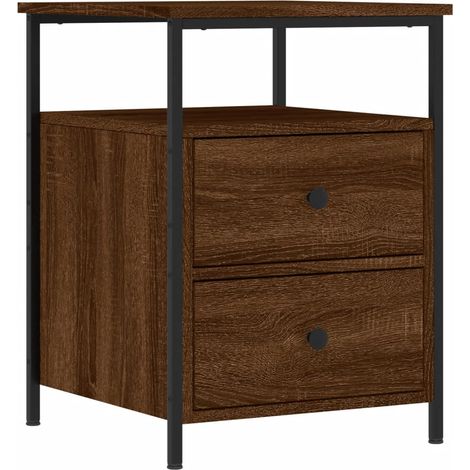 Comodino con due cassetti e ripiano 44 x 45 x 60 cm MDF marrone e ferro DEC033775