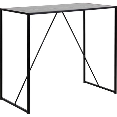 Ebuy24 – Table de bar Dover 120x60cm – cadre métal thermolaqué noir – plateau décor frêne noir – pour intérieur moderne (1/3)
