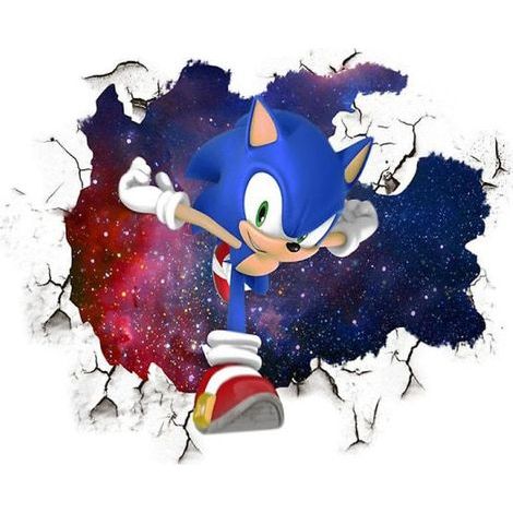 Sticker mural 3D Sonic pour chambre d'enfant, décoration graffiti 3D Brok