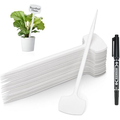 50 Étiquettes Plantes 28,5cm Plastique Blanc Zone Écriture 6,5x4cm Jardin Potager Extérieur (1/5)