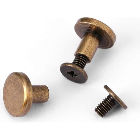 Rivet 8mm a Visser, 20pcs Rivets pour Cuir, Rivet Vetement 8mm, Petit Rivet à tête plate, Vis en laiton en écrous clous rivets de capuchon en ensemble, pour Ceinture Sac à Main Portefeuille(8mm) (1/5)