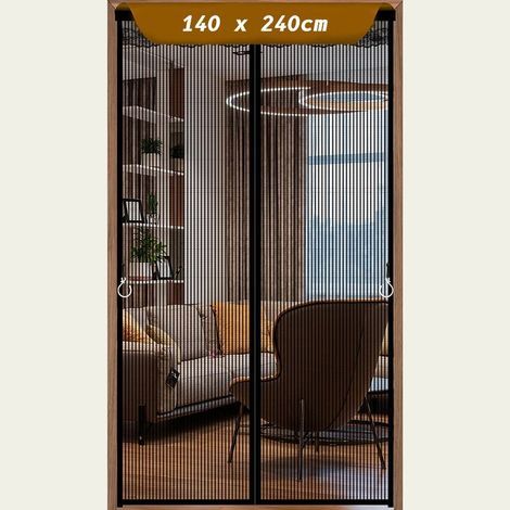 140x240cm Moustiquaire Magnétique Pour Porte, Rideau en Maille, Joint Magnétique de Haut en Bas avec Fermeture Automatique, Maintient l'air frais à l'intérieur- Noir (1/5)