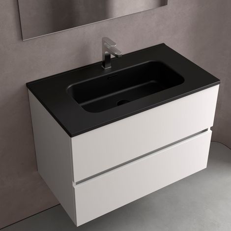 Salgar Waschbecken CONSTANZA 600 Ohne Siphon und Klicker-Ablauf MATT-SCHWARZ 610 x 20 x 460 mm (1/3)