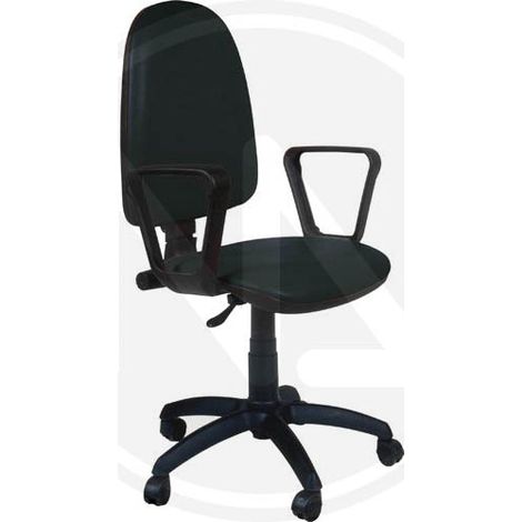 SEDIA UFFICIO CON BRACCIOLI "THEMA" ECOPELLE NERO IGNIFUGA