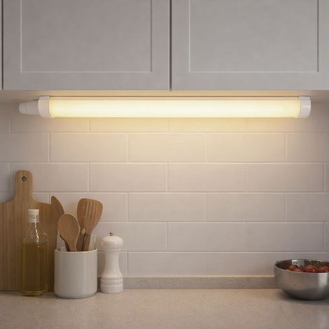 Luce LED sottopensile cucina lampada da cucina IP65 luce sottopensile 55 cm, bianco, 15W 1650Lm bianco caldo, LxLxH 55x5,3x3,7
