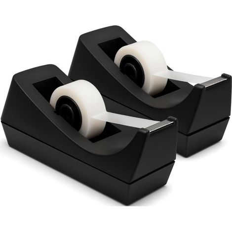 Dispensador de cinta de escritorio - Dispensador de rollo de cinta con peso - Ideal para oficina en casa (Cinta no incluida) Paquete de 2 (1/4)