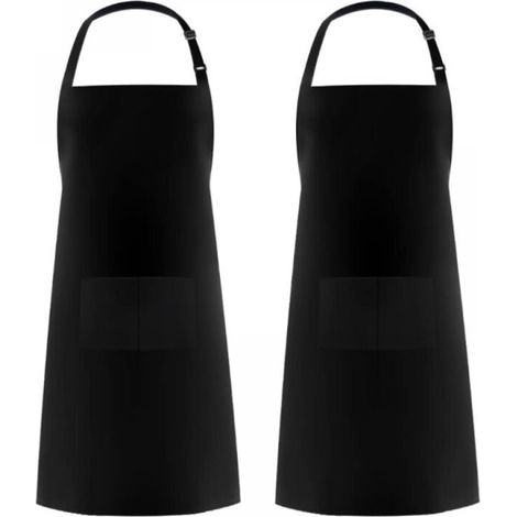 Stück schwarze Kochschürzen für Männer und Frauen, Kochutensilienhalter-Schürzen mit 2 Taschen zum Grillen, verstellbare Gartenschürze für Erwachsene für die Gartenarbeit FLITI (1/4)