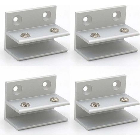 Lot de 4 pinces à verre en forme de F, support mural, pinces de douche, étagère, panneaux de serrage 10–12 mm (1/5)