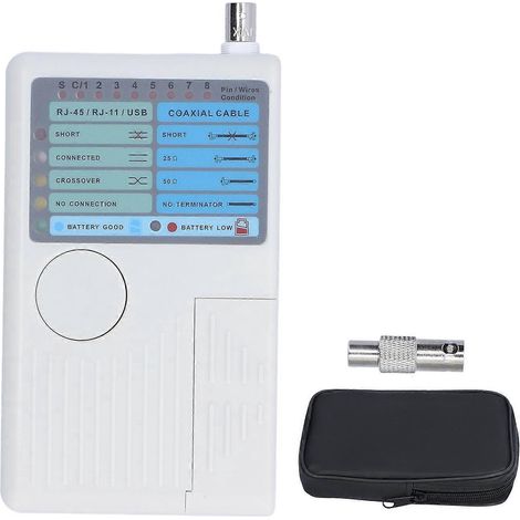 Testeur de câbles réseau 4 en 1 : testeur de câbles coaxiaux multifonctionnel pour RJ45, BNC, RJ11 et USB