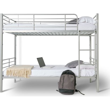 LETTO A CASTELLO METALLICO TWINS CON MATERASSI - Argento - 80 x 190 cm