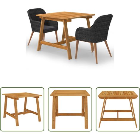 vidaXL Salle à manger extérieur - Ensemble à manger de jardin 3 pcs Noir (1/5)