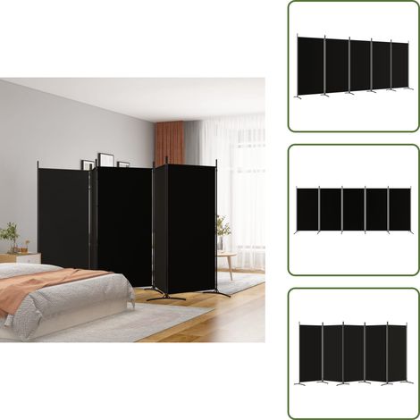 5-tlg. Paravent Schwarz 433x180 cm Stoff - Paravent - Raumteiler - Trennwand - Möbel - Wohnaccessoires (1/5)
