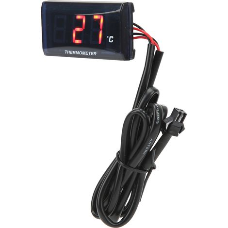 Thermomètre digital LCD 12V pour moto, universel, avec raccord en T 16mm, rétroéclairage rouge, indicateur de température d'eau, fin et compact (1/5)