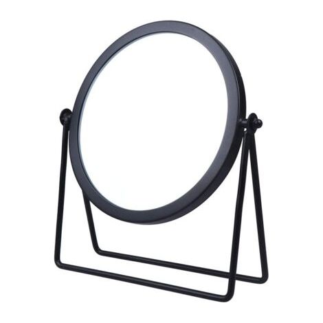 Round Round Metal Frame Swivel Makeup Mirror for Tabletop Black