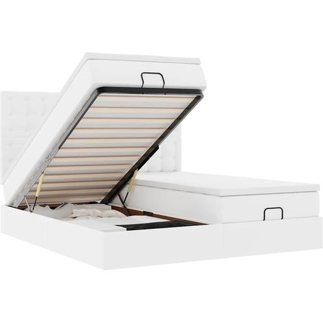 Maison Exclusive - Pouf Letto con Materassi e LED Bianco Puro 180x200cm Similpelle