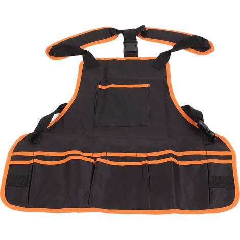 Tablier de travail en toile Oxford robuste, imperméable et ajustable, avec plusieurs poches, idéal pour le travail du bois, le barbecue et le jardinage. (1/5)