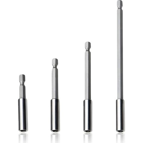 [JAMAIS UTILISÉ] 4 Rallonges pour Embouts (60/75/100/150mm) - Porte-Embout Long Hex 1/4" Antidérapant pour Tournevis/Visseuse/Perceuse (1/5)