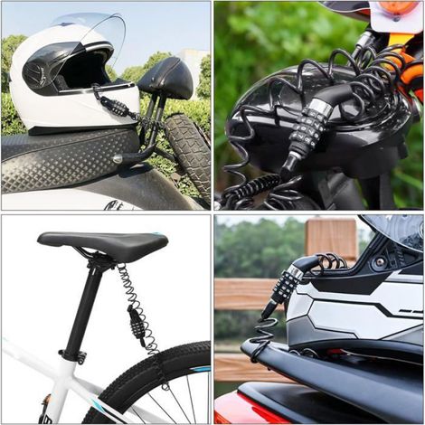 Cadenas Velo - Câble Rétractable 150 cm - Code 4 Chiffres - Pour Vélo Électrique Trottinette Moto Casque - 2 Pièces (1/5)