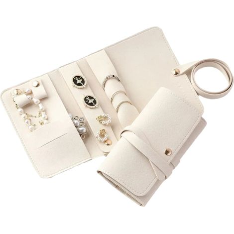 Organizzatore di gioielli, design compatto, scomparti multipli, bianco2 (1/2)