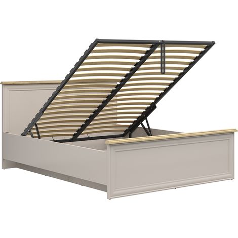 Bett mit Bettkasten 160x200cm Kaschmir und EichenHolzoptik-Optik